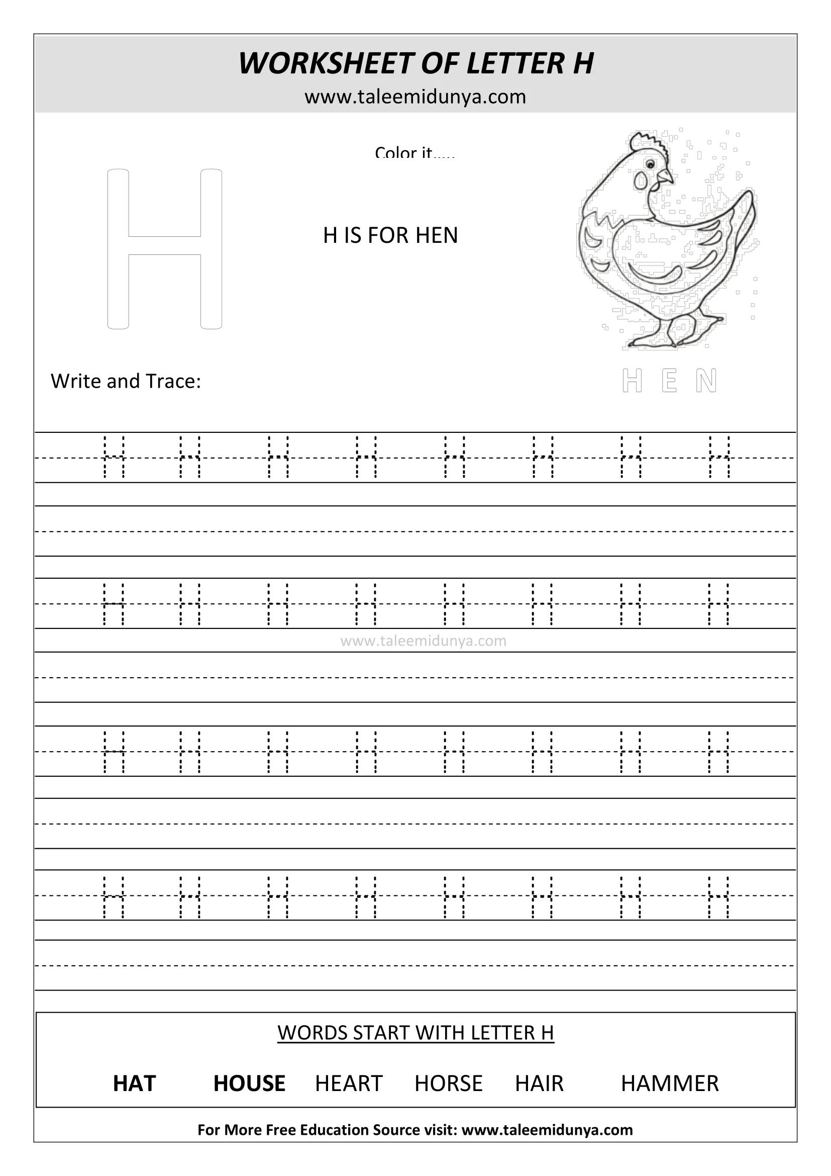 worksheet H